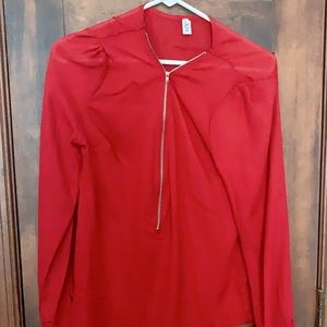 Red lightweight blouse with zipper